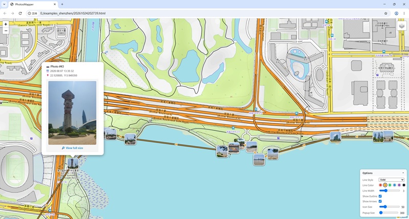 Full-size sample of a Photos Mapper HTML map album