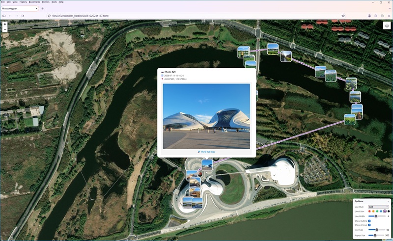 Full-size sample of a Photos Mapper HTML map album