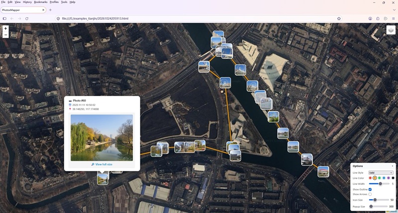 Full-size sample of a Photos Mapper HTML map album